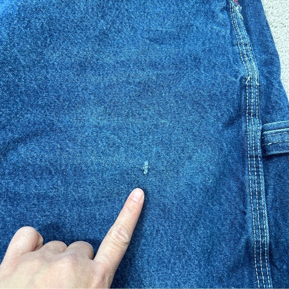 Dickies Women’s Carpenter Denim Relaxed Fit Overall Shorts Bib in Blue 40X30 - Picture 14 of 14